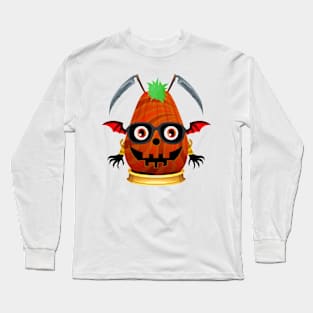 Spooky Halloween Pumpkin Head Long Sleeve T-Shirt